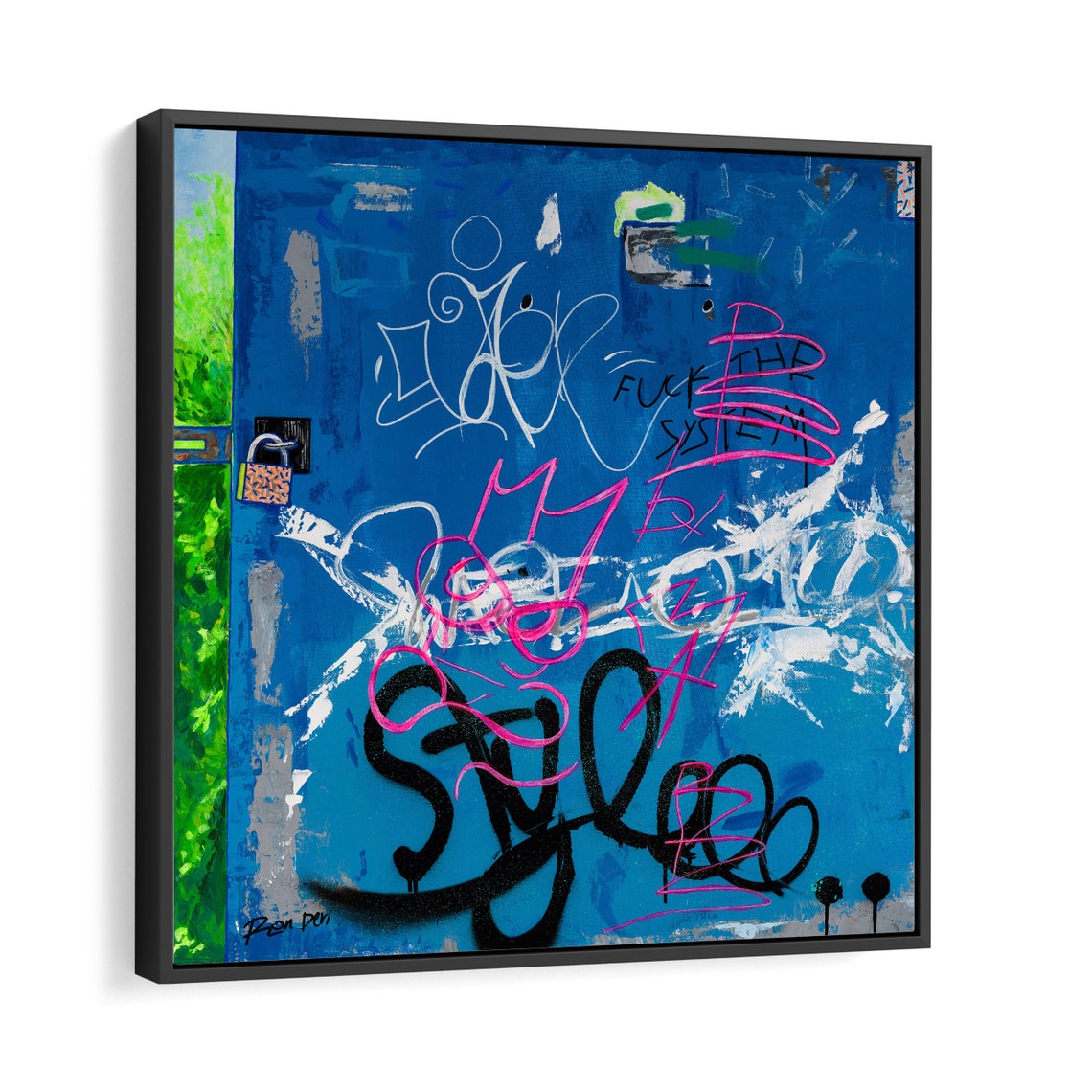 Open Your Mind Blue Door Protest Graffiti Tags Street Art Poster - Image 3