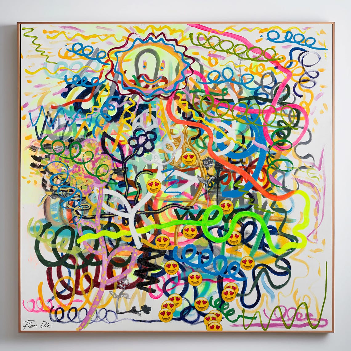 Smiley Face Doodle Squiggle Colorful Modern Abstract Artwork Poster - Image 4