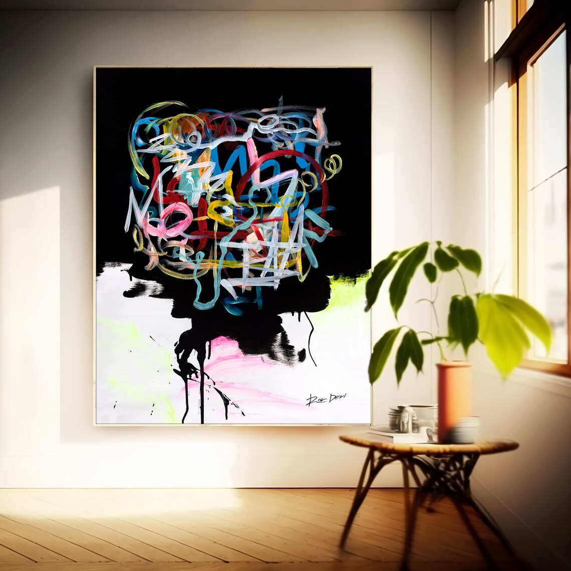 Abstract Painting, Modern Black Contemporary Art Print - Image 5