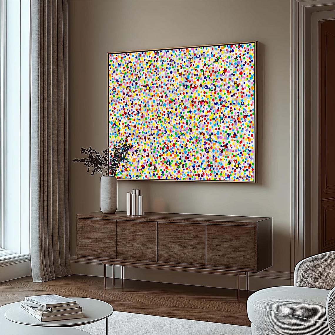 Horizontal Rainbow Dot Poster Vibrant Confetti Speckle Artwork - Image 3