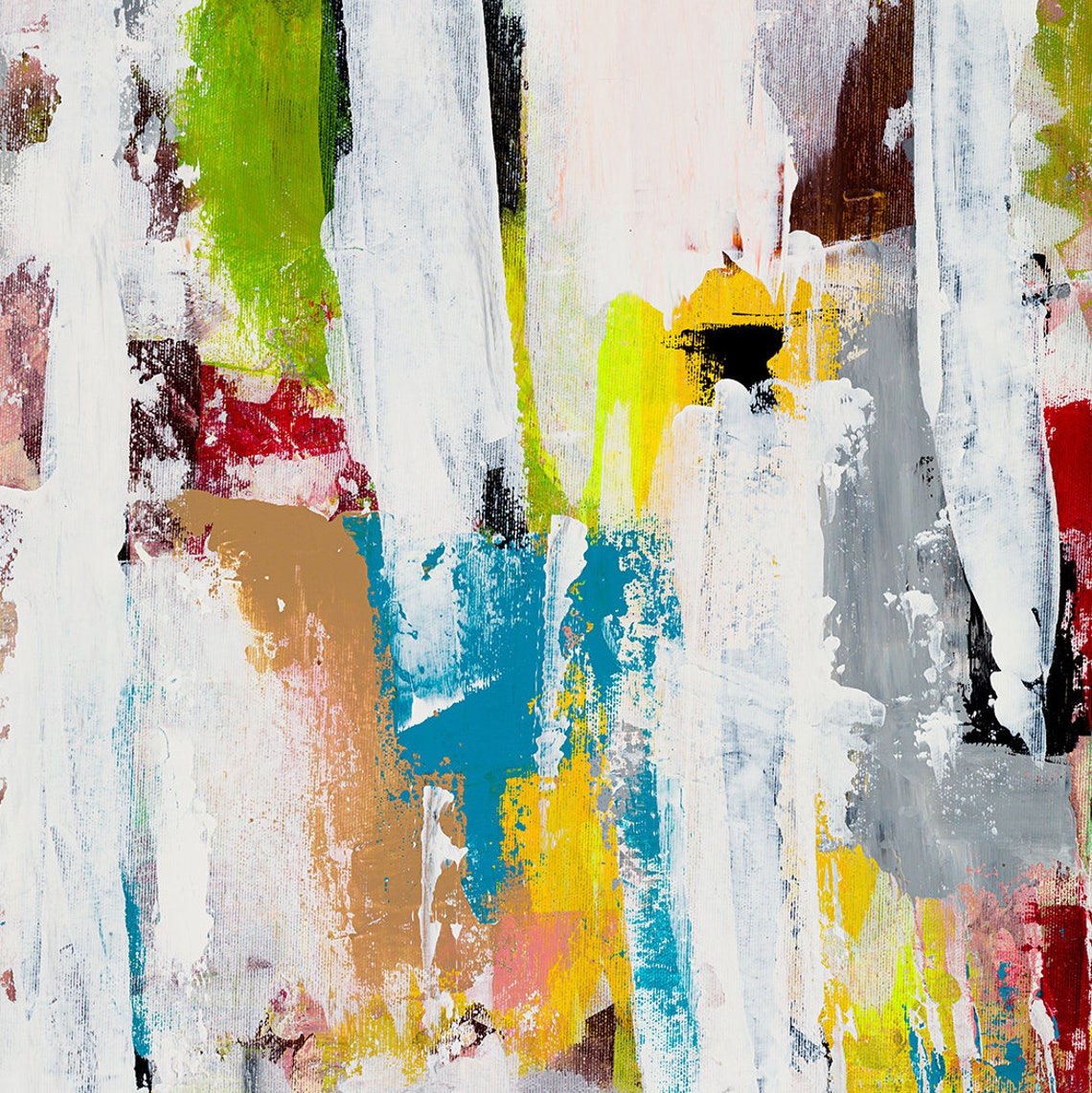 Composition N01 White Drippy Brushstroke Calm Abstract Poster - Image 3