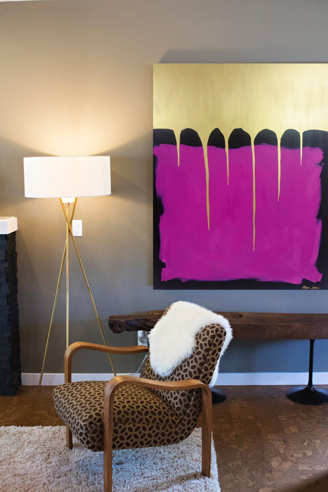 Abstract Gold and Purple Oil Painting, Art Print - Image 4