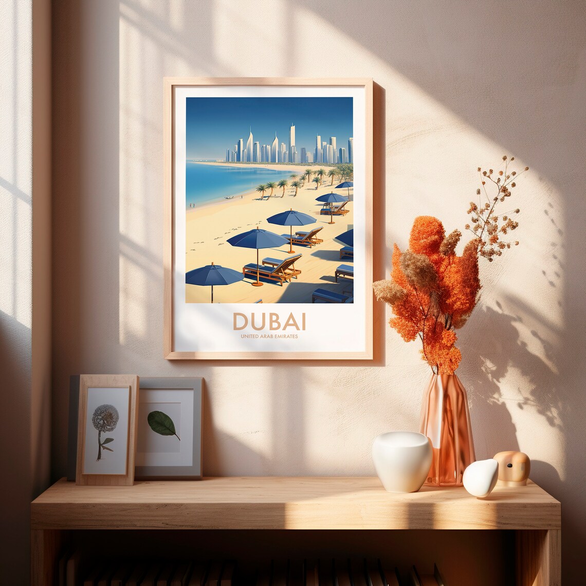 Dubai United Arab Emirates Beach Skyline Travel Poster Sun Sea Art - Image 2