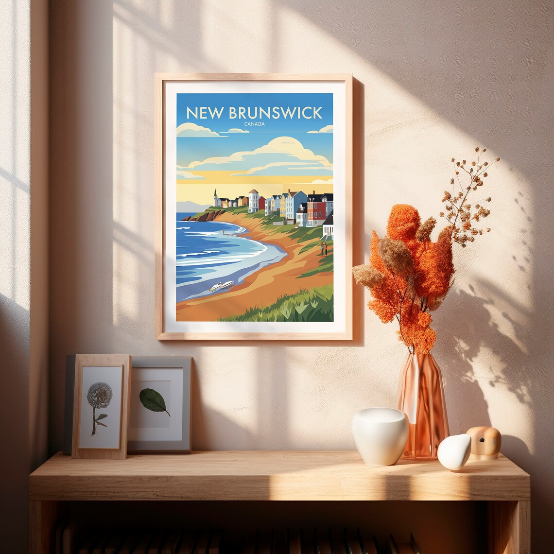 New Brunswick Canada Coastal Village Sunset Beach Travel Poster - Image 2