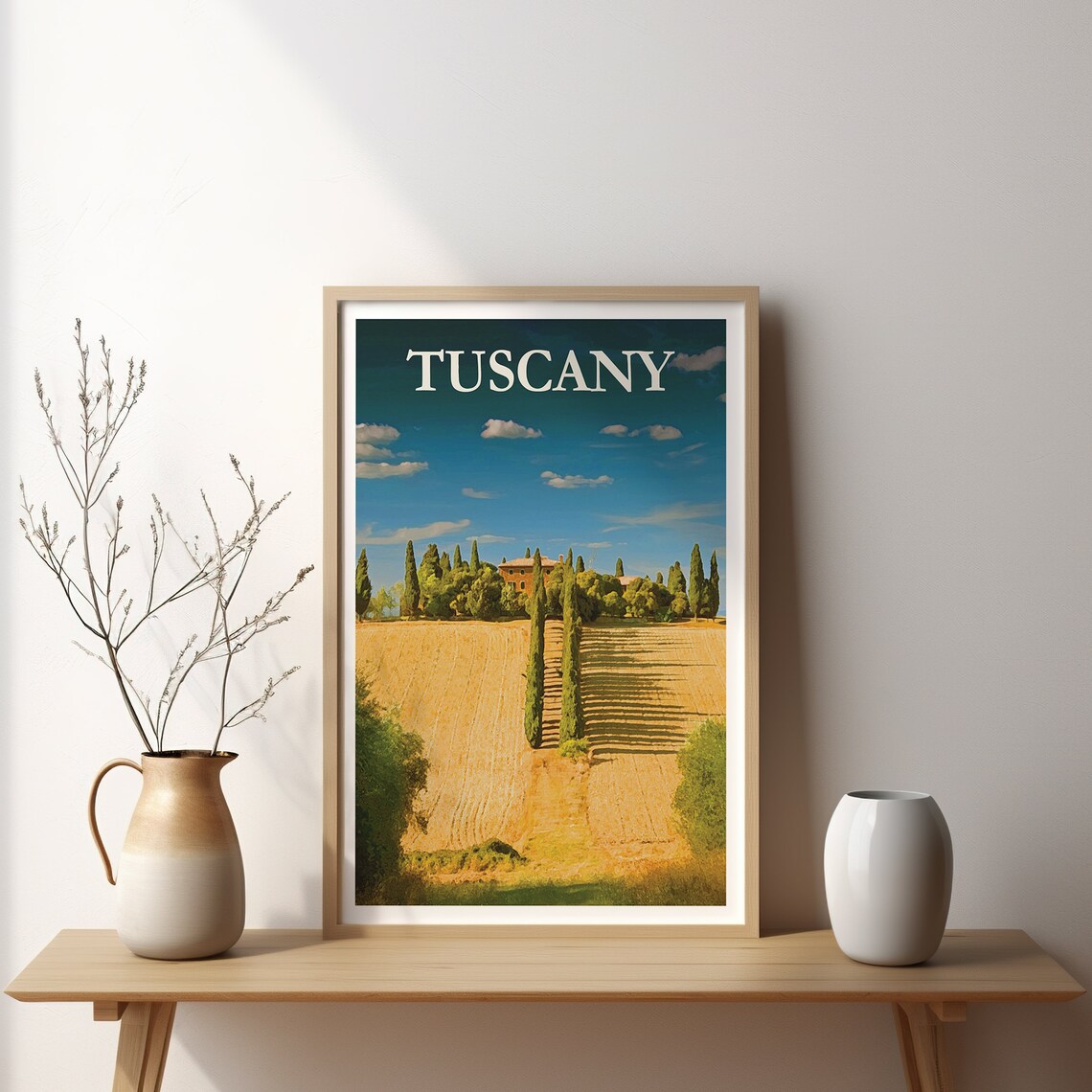 Tuscany Cypress Avenue Golden Wheat Field Villa Scene Poster - Image 2