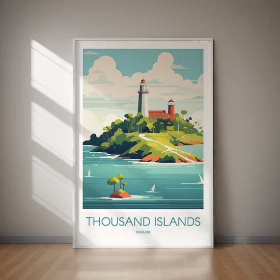 Thousand Islands Poster Canada Travel Print Travel Poster Gift Wall Art Hiking Holiday Gifts For Her Gifts For Him