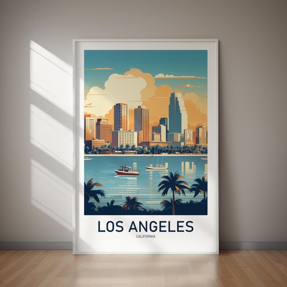 Los Angeles Poster Us City Wall Art Wanderlust Gift Holiday Travel Gift Gift For Her Gift For Him Holiday Gift