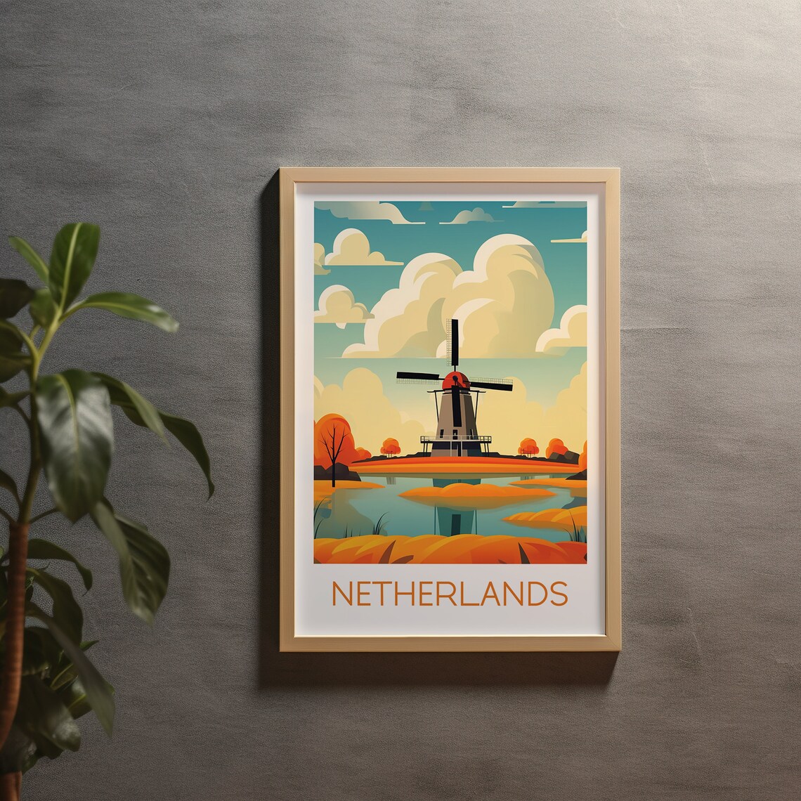 Netherlands Travel Poster, Europe Wall Art Print