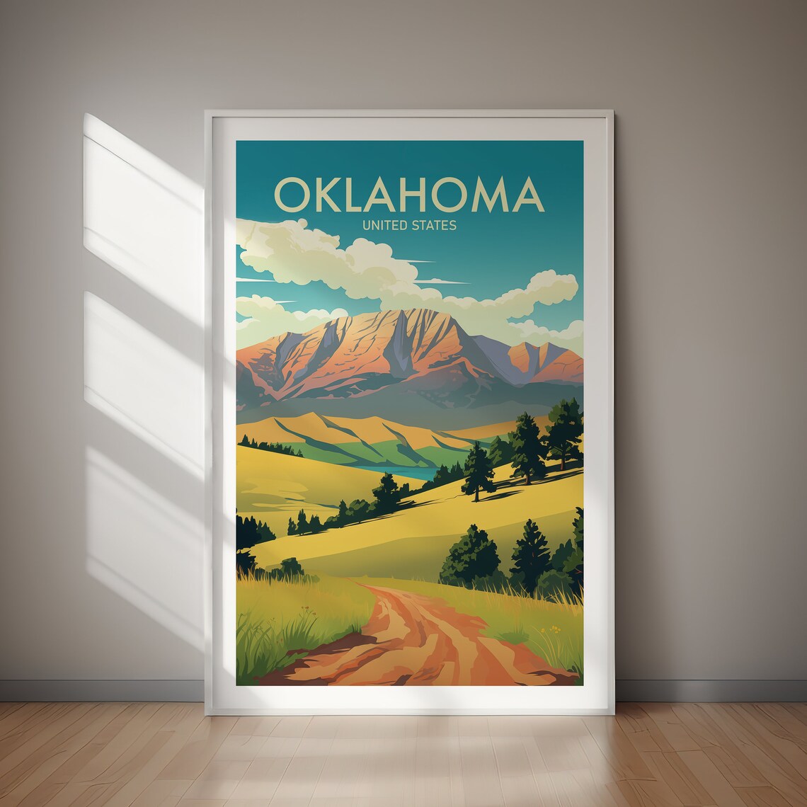 Oklahoma Us State Travel Poster, Art Print