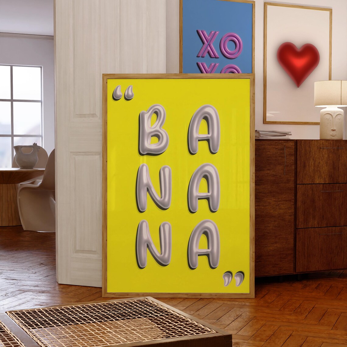 Banana Chrome Balloon Letters Bright Yellow Pop Art Fun Food Poster - Image 2
