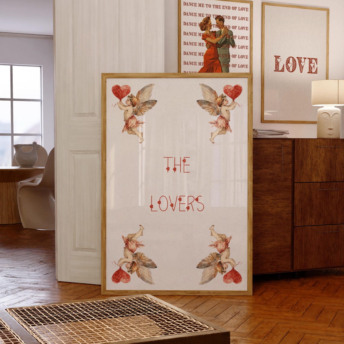 The Lovers Vintage Cherub Angels Romantic Couple Wedding Wall Art - Image 7