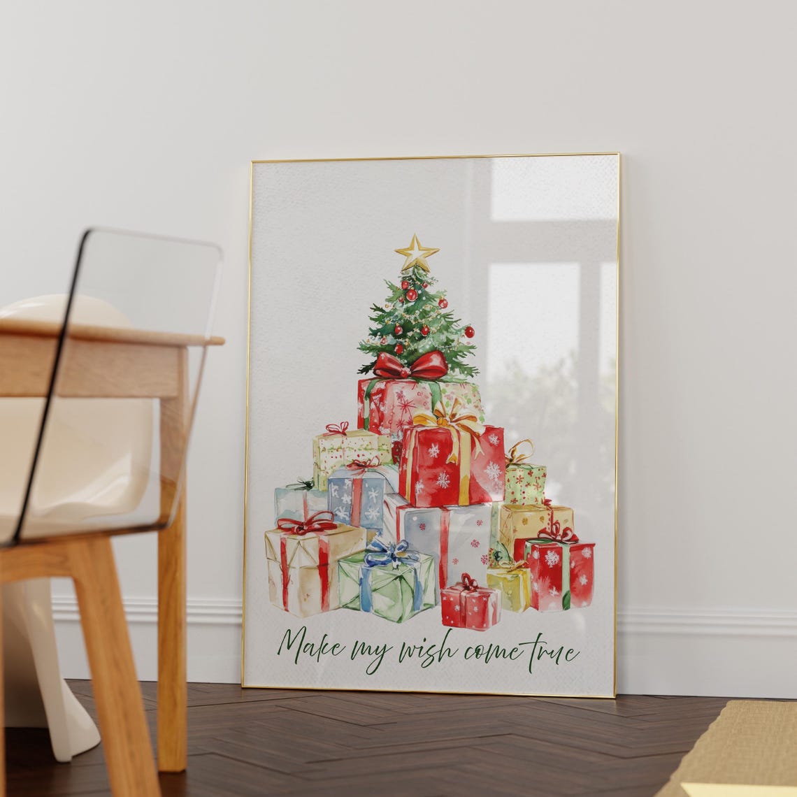 Christmas Tree With Gifts Make My Wish Come True Wall Poster - Image 6