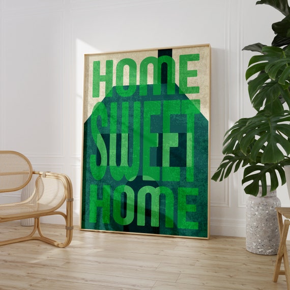 Home Sweet Home Poster Funny Quotes Print Maximalist Home Decor Retro Wall Art Hallway Print Quirky Gift Idea Typography Art Poster