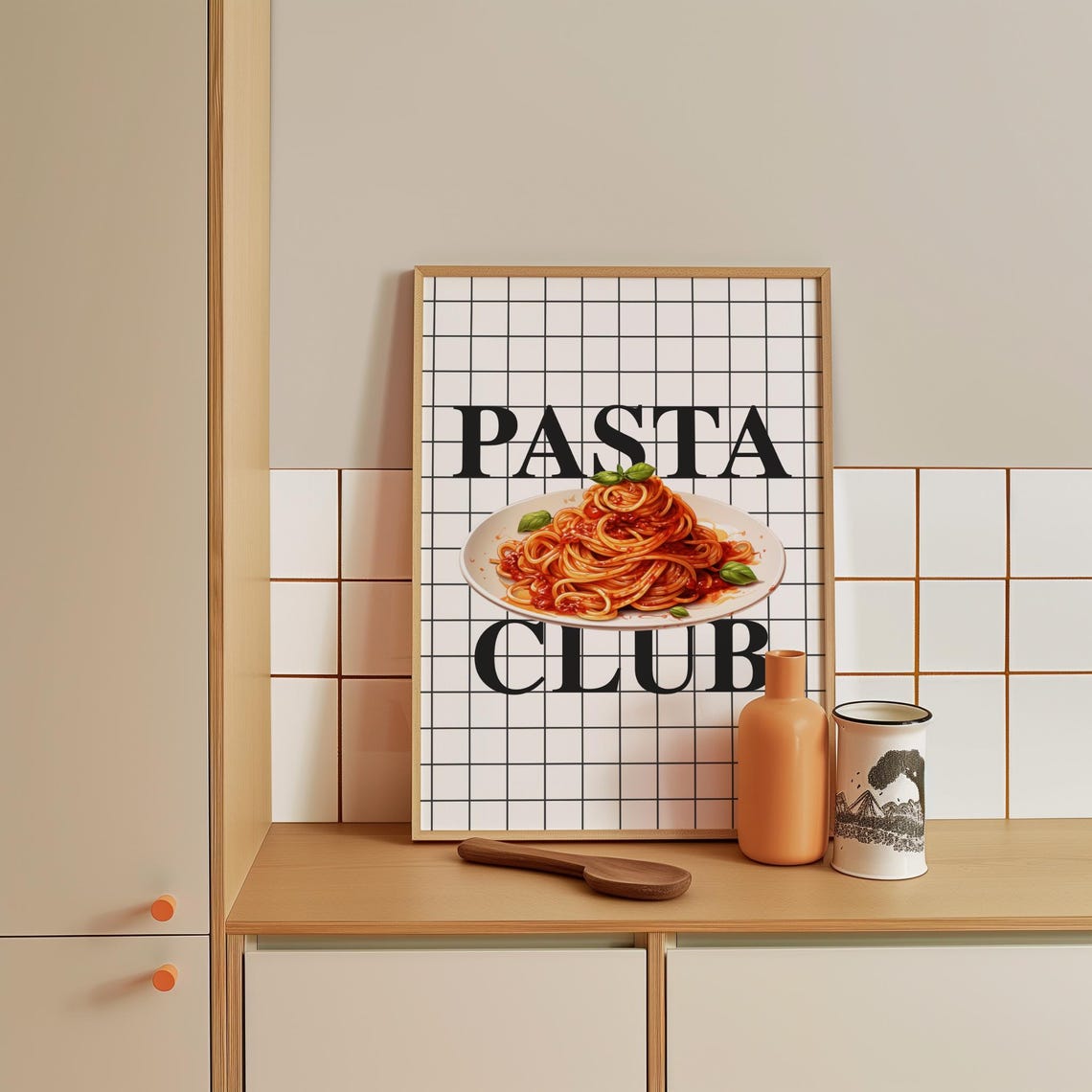 Funny Trendy Pasta Club Spaghetti Plate Italian Kitchen Wall Art - Image 4