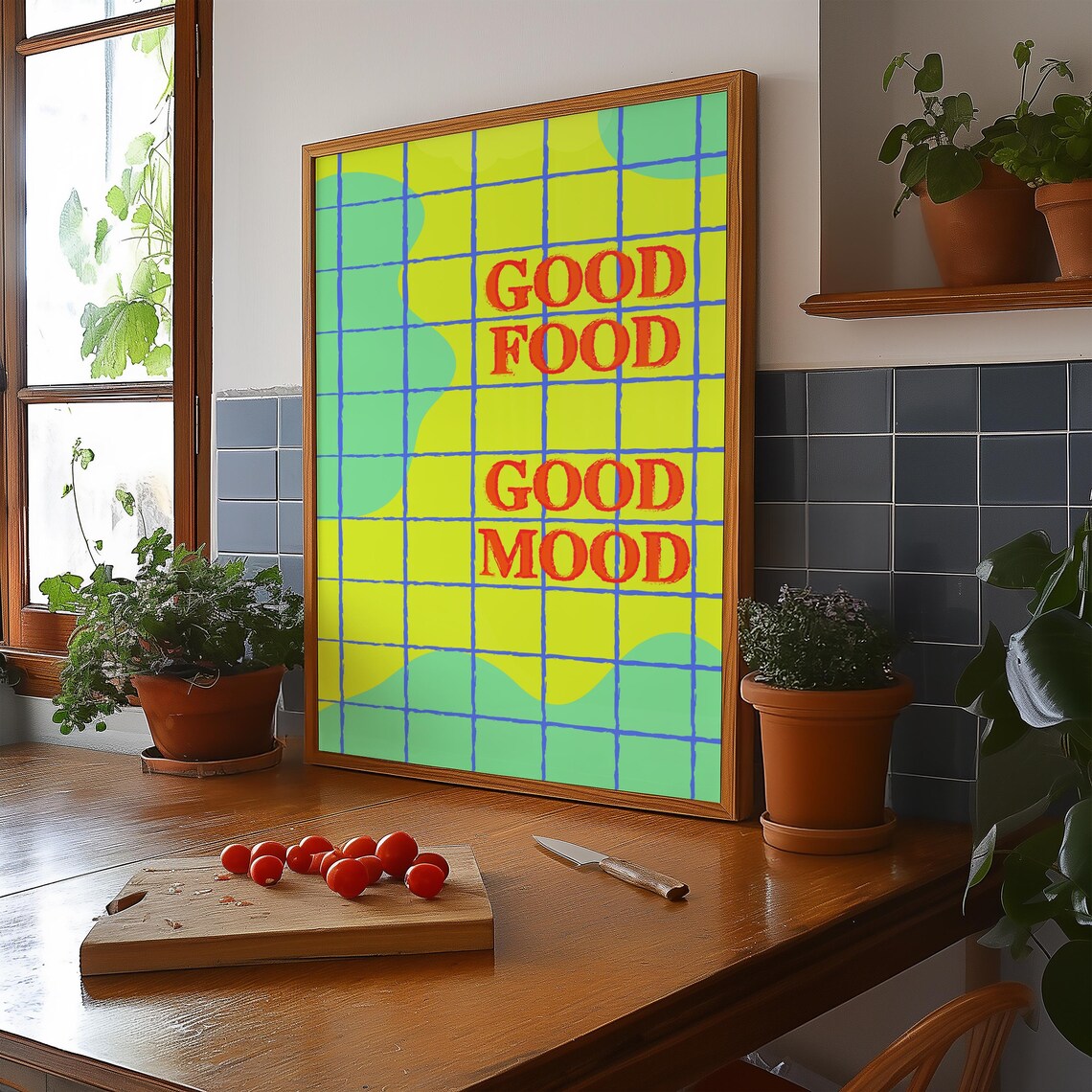 Bold Good Food Good Mood Retro Pop Art Typography Kitchen Poster - Image 3