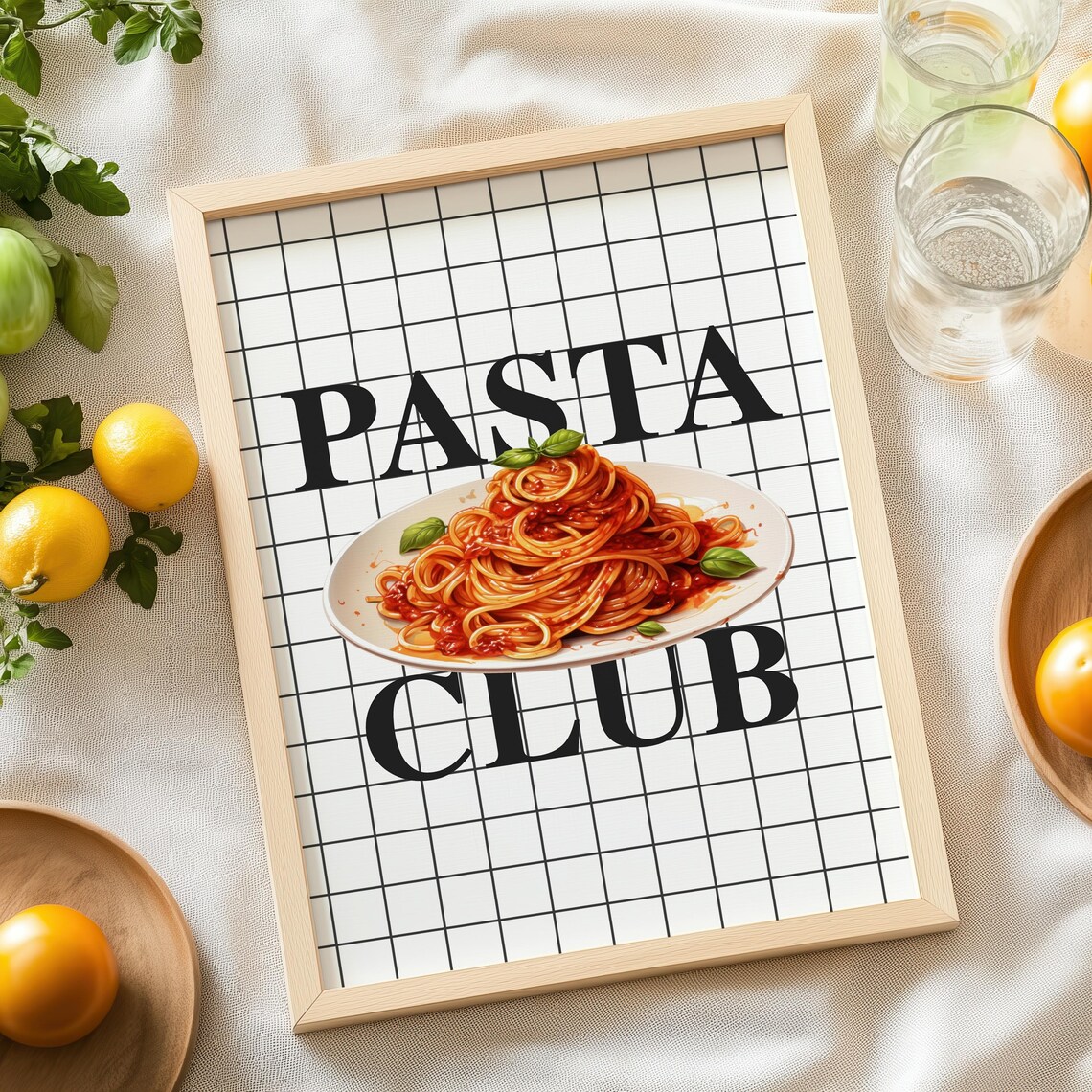 Funny Trendy Pasta Club Spaghetti Plate Italian Kitchen Wall Art - Image 9