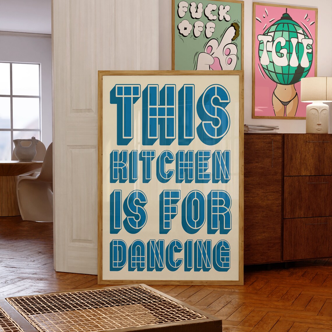 This Kitchen Is For Dancing Poster Maximalist Home Decor Funny Quotes Poster Quirky Kitchen Decor Retro Poster Cute Kitchen - Image 2