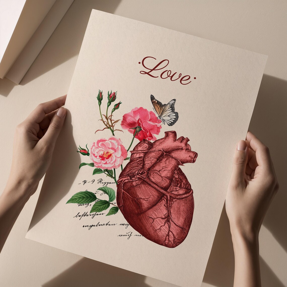 Anatomical Heart With Roses Butterfly Vintage Botanical Love Poster - Image 8
