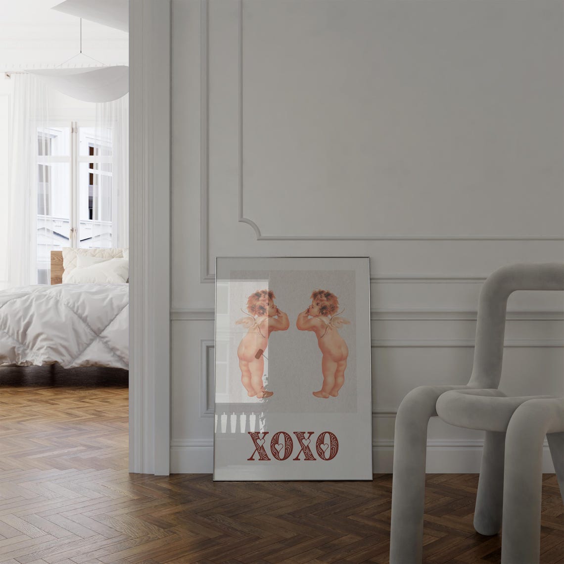 Xoxo Cute Angels Print Minimalist Valentines Day Decor Valentines Day Romantic Wall Art Retro Wall Decor Typography Art - Image 5