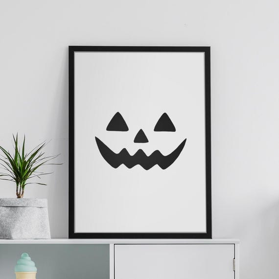 Framed Halloween Art Print Cute Scary Face For Party Wall Home Decor Creepy Yet Adorable Spooky Poster