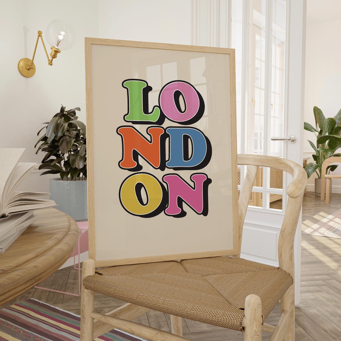 London City Typography Poster in Colorful Retro Bubble Letters - Image 2