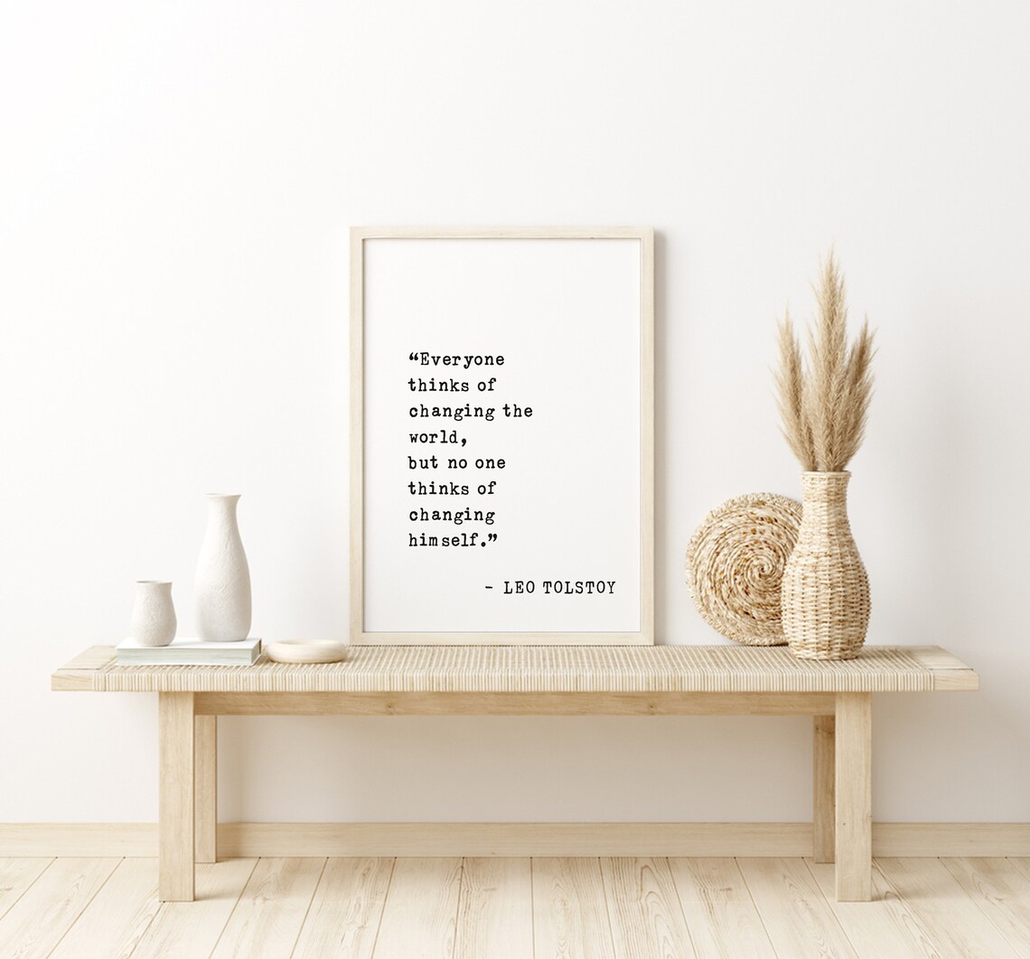 Leo Tolstoy Changing the World Changing Himself Quote Poster - Image 4