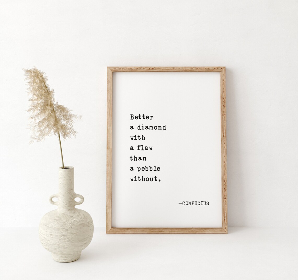 Confucius Diamond With A Flaw Black Frame Typewriter Quote Poster - Image 2