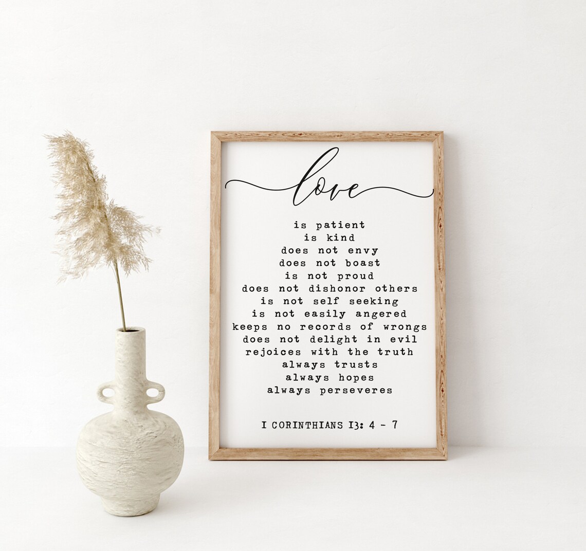 Love Is Patient Bible Verse Sign, 1 Corinthians 13:4-7 - Image 3