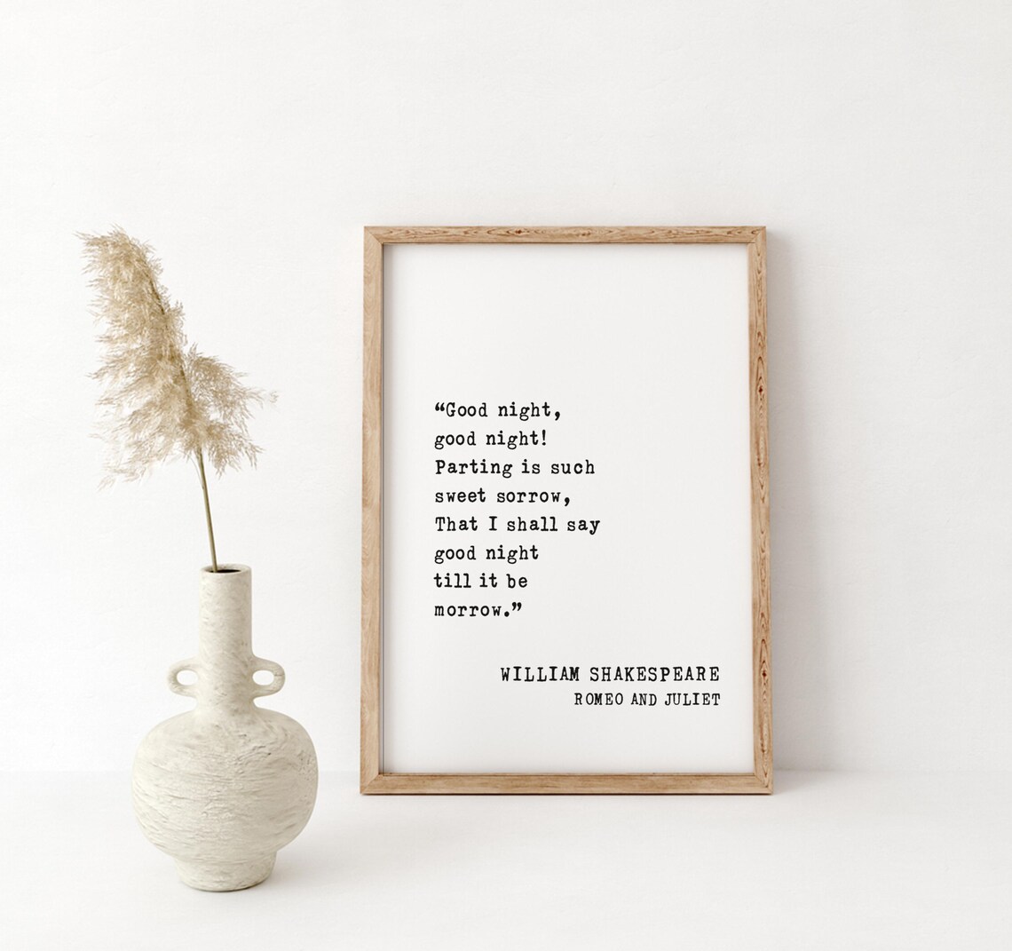 Shakespeare Romeo and Juliet Good Night Sweet Sorrow Quote Poster - Image 4