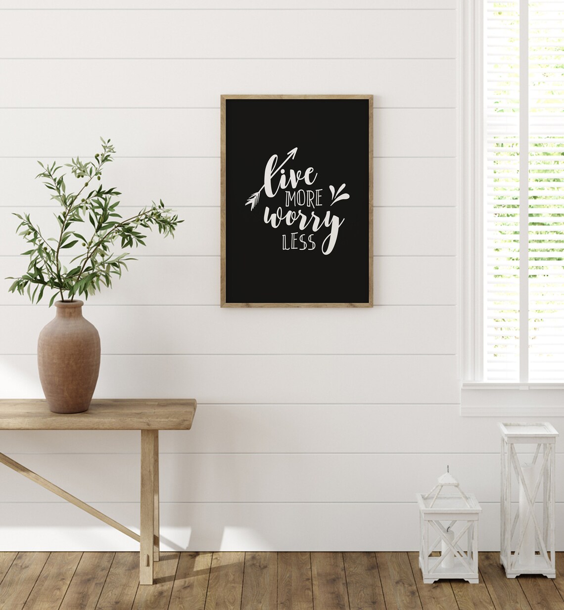 Live More Worry Less Wood Home Decor Home Decor Typography Poster Inspirational Quotes Motivational Quotes Black Background - Image 4