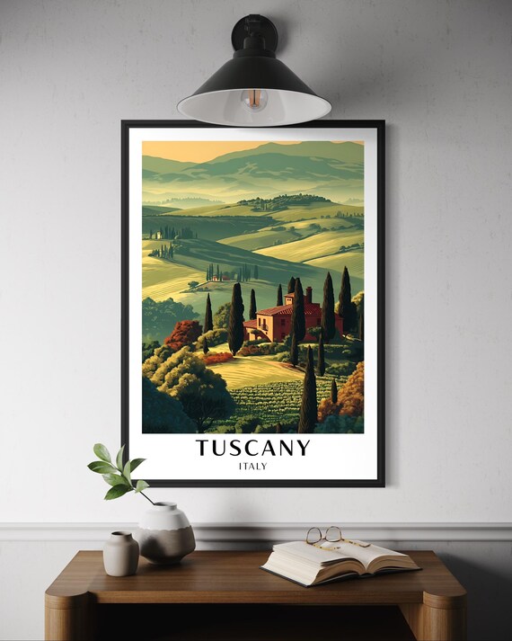 Tuscany Vineyards Poster, Italy Landscape Print