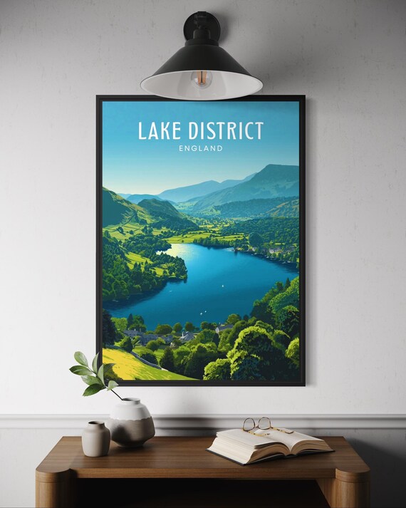 Lake District England Green Valley Hills Summer Lakes Poster
