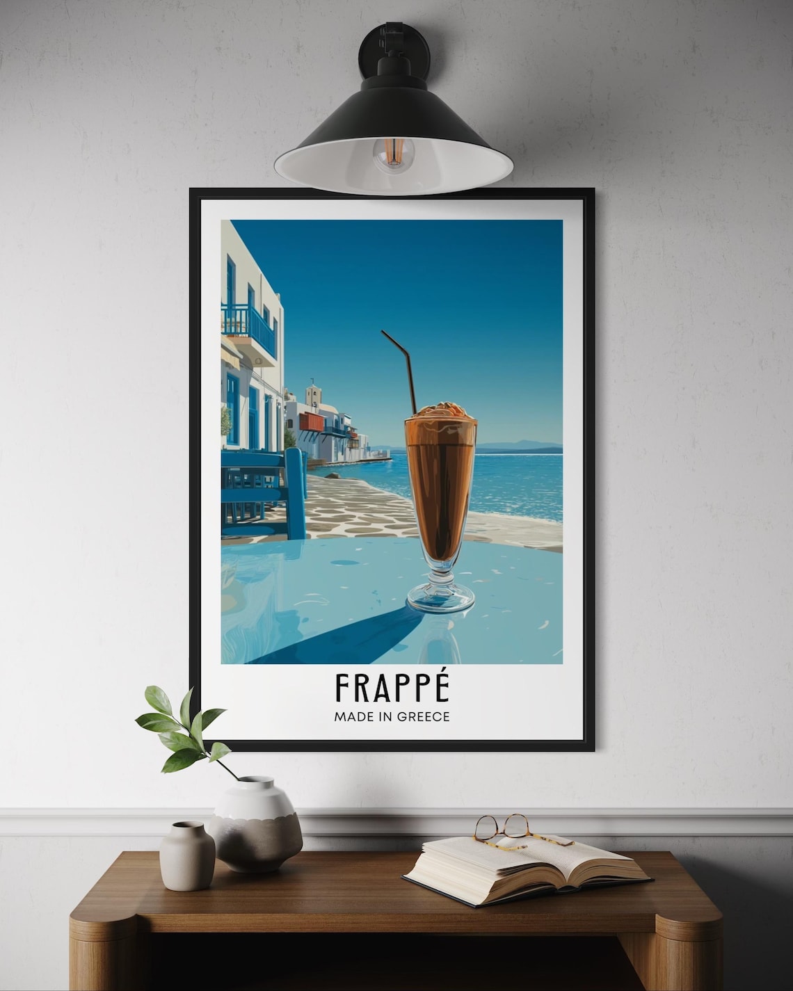Frapp Poster, Greek Iced Coffee Kitchen Decor