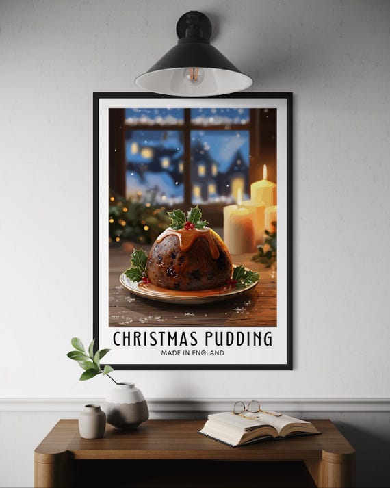 Christmas Pudding Poster, Festive Kitchen Decor