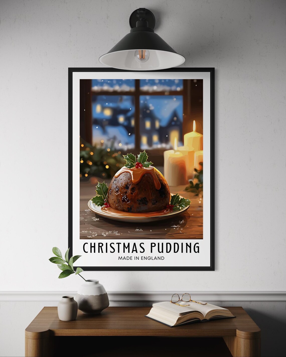 Christmas Pudding Poster, Festive Kitchen Decor