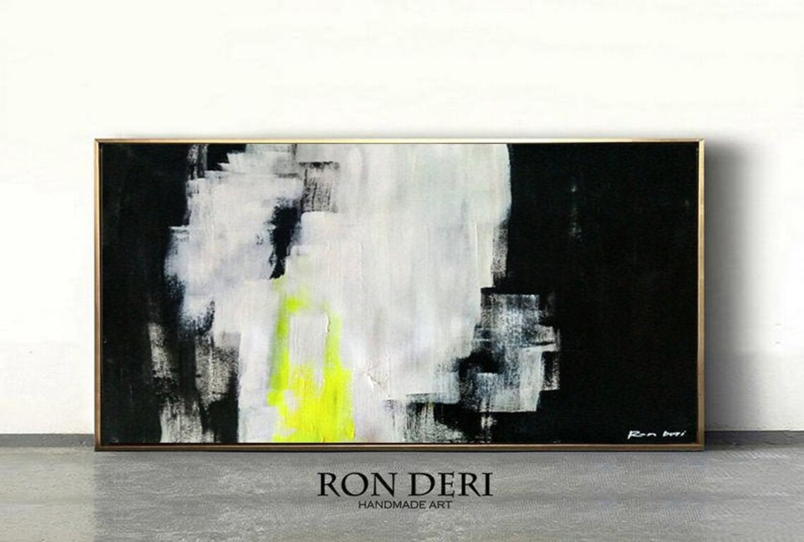 Black Abstract Landscape Painting, Wall Art Print