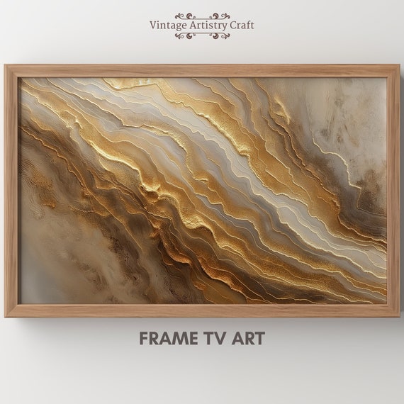 Texture Frame Tv Art Frame 4k Tv Modern Abstract Oil Painting Beige Gold Colors Minimal Art For The Frame Instant