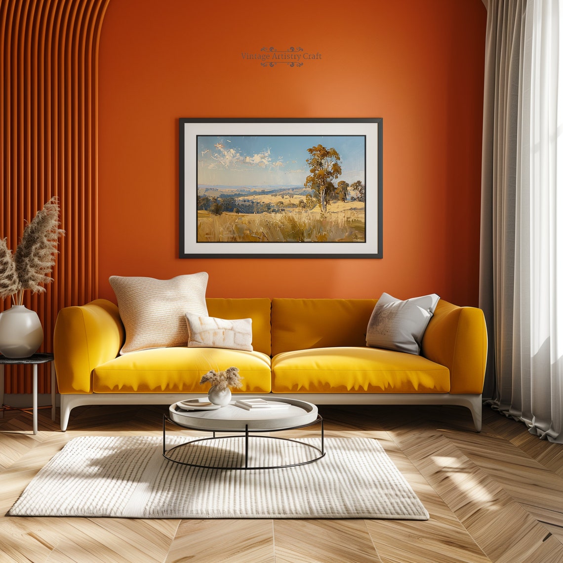 Golden Grassland With Eucalyptus Trees Sunny Summer Landscape Poster - Image 4