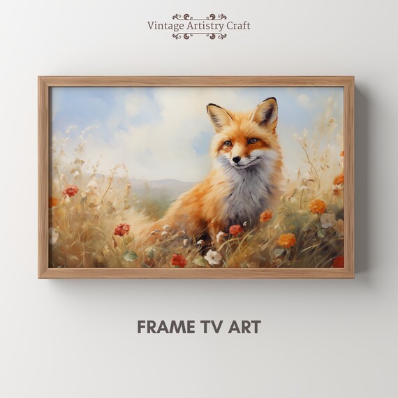 Red Fox In Wildflower Meadow Sunny Countryside Portrait Poster