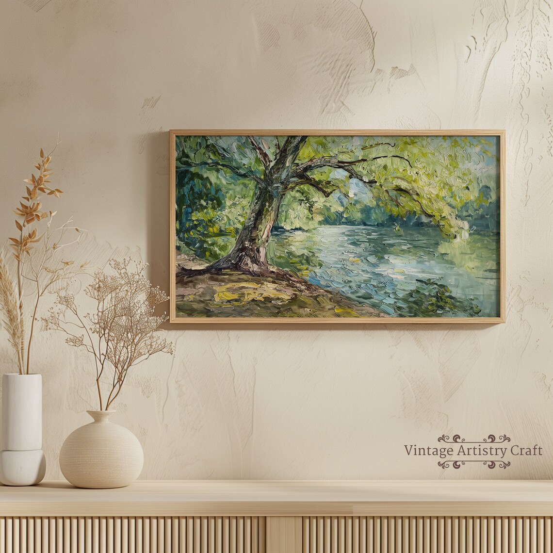 Forest River Textured Impasto Impressionism Art Print - Image 4