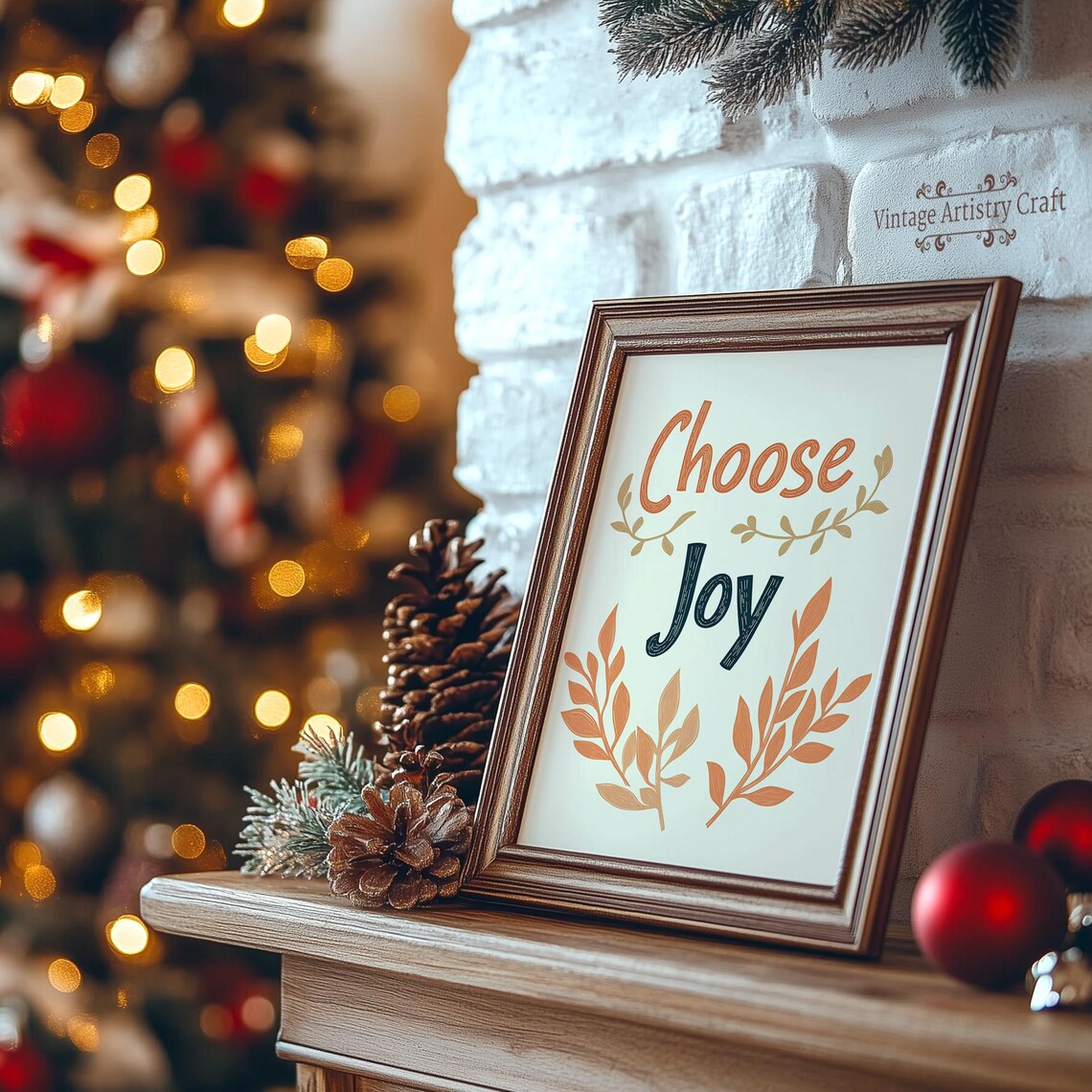 Choose Joy Hand Lettered Motivational Quote Botanical Poster - Image 7
