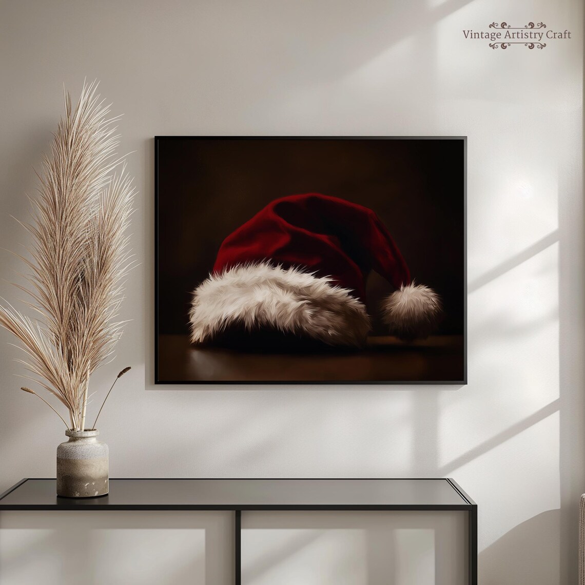 Red Santa Hat Fur Trim Cozy Christmas Holiday Still Life Poster - Image 3