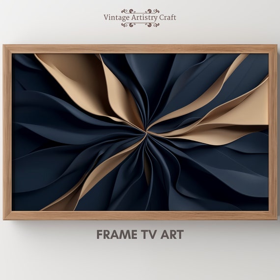 Texture Frame Tv Art Frame Tv Art Modern Abstract Oil Painting Dark Blue Gold Beige Colors Art For Frame Tv Instant