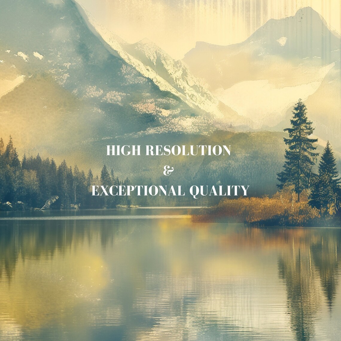 Mountain Lake Pinetree Landscape Watercolor Art Print - Image 7