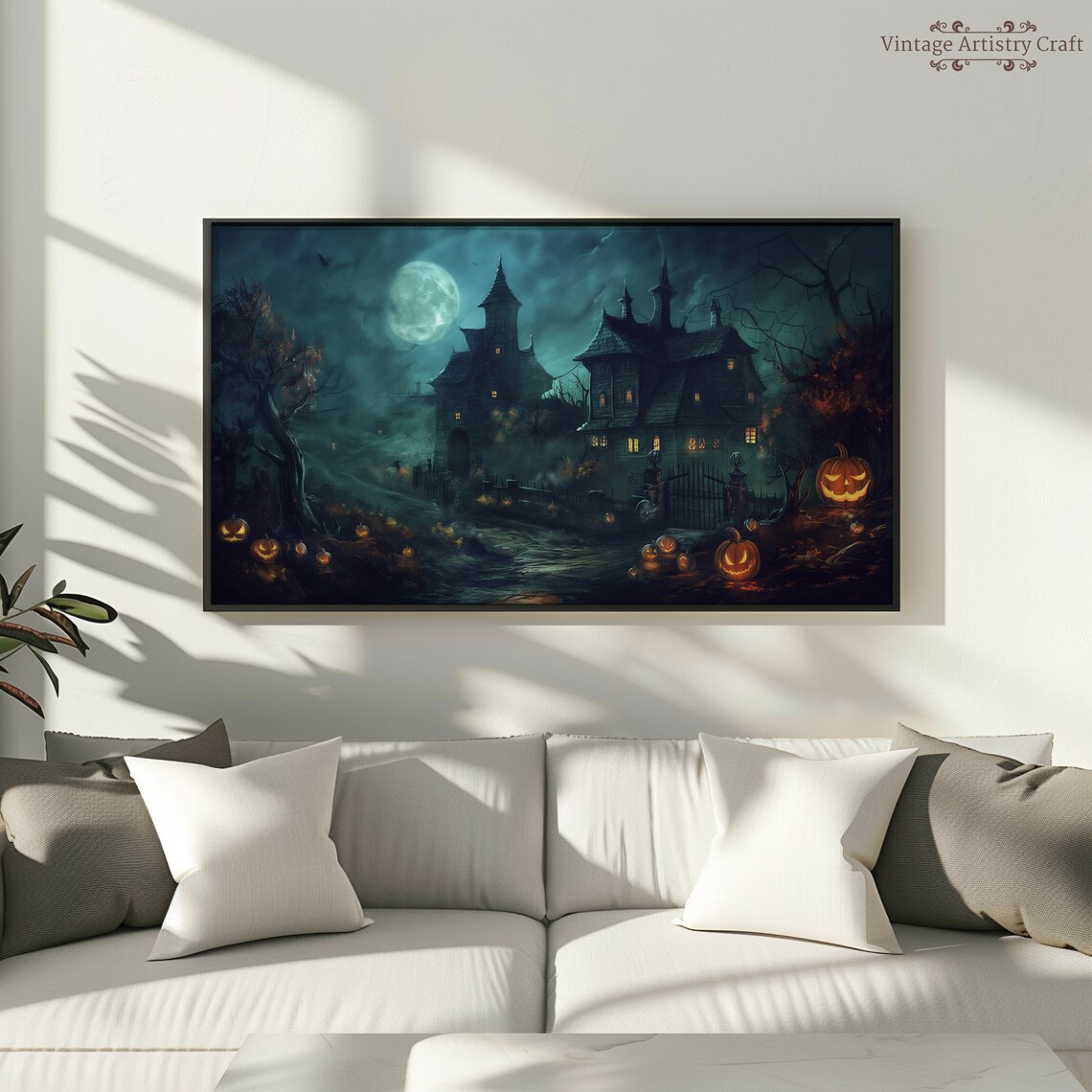 Halloween Vintage Gothic Haunted House Art Print - Image 4