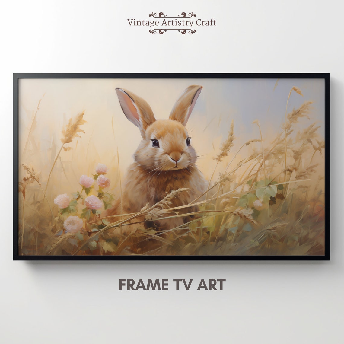 Brown Bunny Rabbit In Golden Wheat Field Spring Meadow Poster