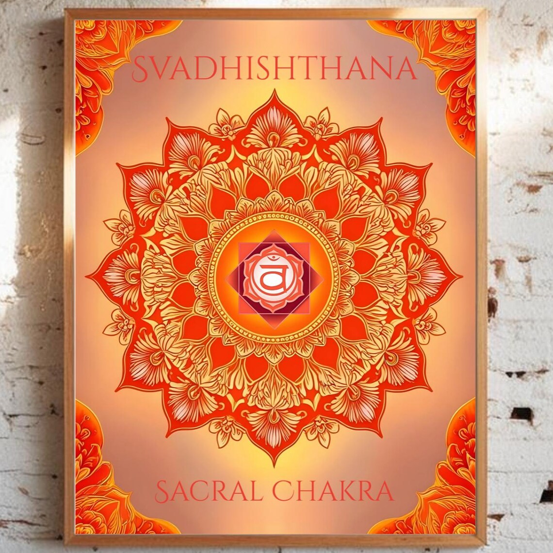 Sacral Chakra Svadhishthana Orange Mandala Yoga Meditation Poster