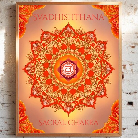 Sacral Chakra Svadhishthana Orange Mandala Yoga Meditation Poster