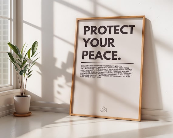 Protect Your Peace Minimalist Quote Art Print