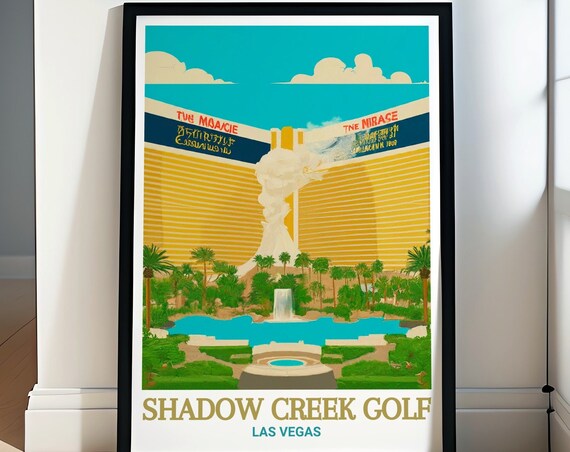 Shadow Creek Golf Travel Poster The Mirage Hotel Wall Art Shadow Creek Golf Travel Posters Las Vegas Scenic Prints Golf Wall Art